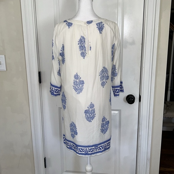 GLAM white and blue 💯 cotton dress - Picture 4 of 5